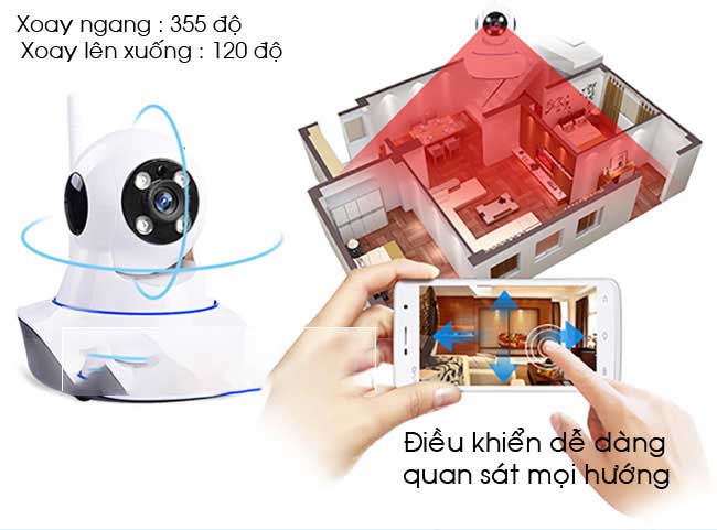 Camera Yoosee Xoay ngang 355 độ, xoay dọc 120 độ Camera Yoosee Xoay ngang 355 độ, xoay dọc 120 độ
